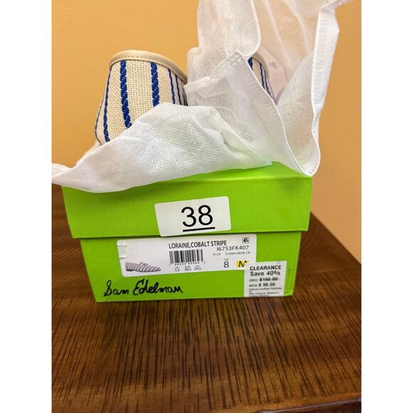 Sam Edelman Loraine Cobalt Stripe canvas loafers NEW size 8 $150 retail - Picture 4 of 6